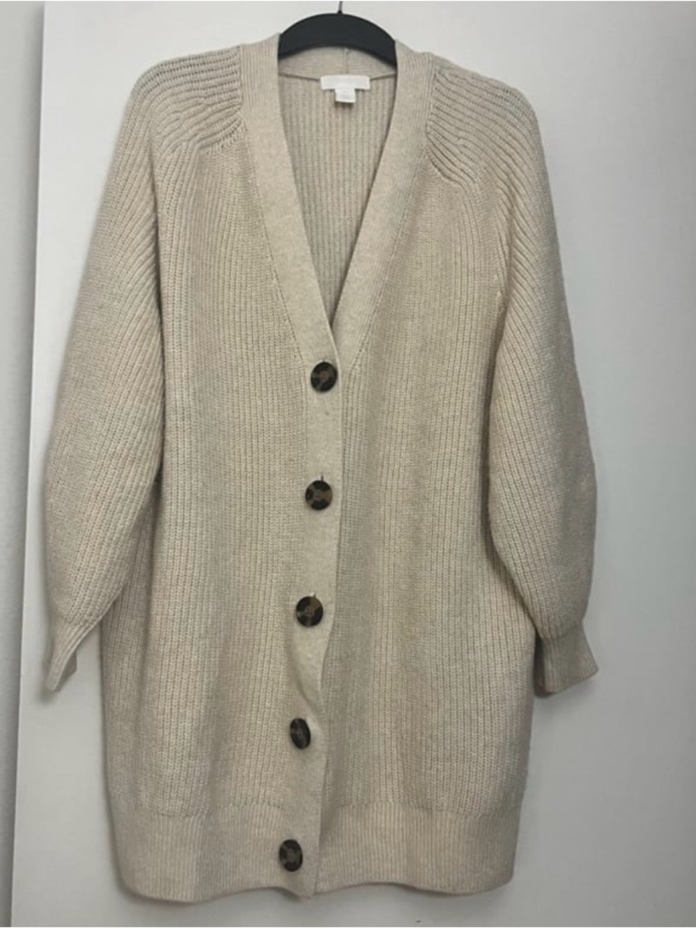 H&M Oversized Ribbed Button Cardigan - Cream